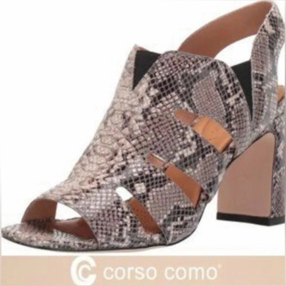 Corso Como Madelina Open Toe Reptile Print Block Heel Slingback NWOT Size 9 - Picture 1 of 10